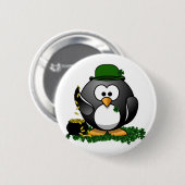 St. Patrick's Day Glücklicher Pinguin mit Topf vol Button (Vorne & Hinten)