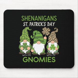 St Patricks Day Glücklicher Shamrock Leopard Gnome Mousepad