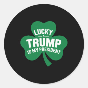 St Patricks Day Glücklicher Trump Ist Mein Präside Runder Aufkleber