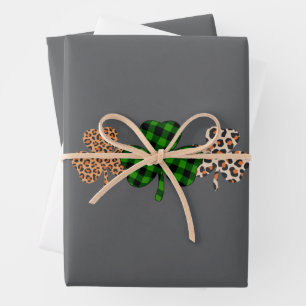 St Patricks Day Glückliches Irisches Grün Kariert  Geschenkpapier Set