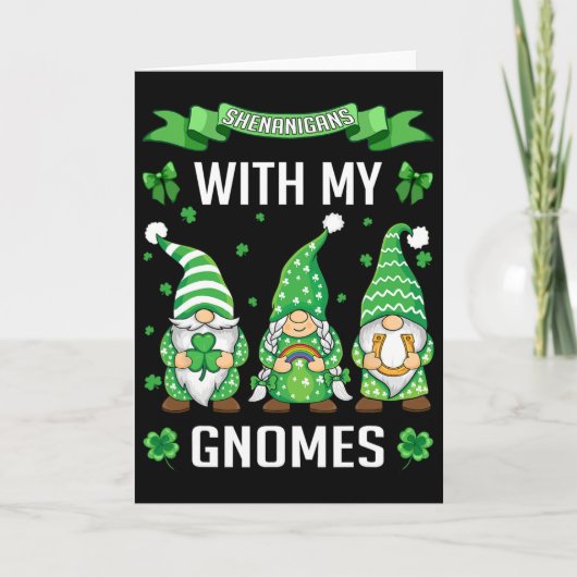 St Patricks Day Glückliches Kleeblatt Leopard Gnom Karte (Vorderseite)