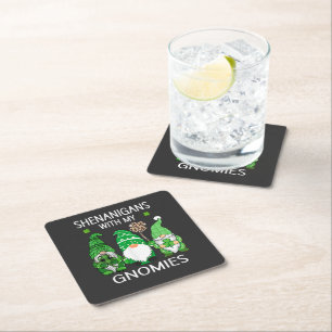 St Patricks Day Glückliches Kleeblatt Leopard Gnom Rechteckiger Pappuntersetzer