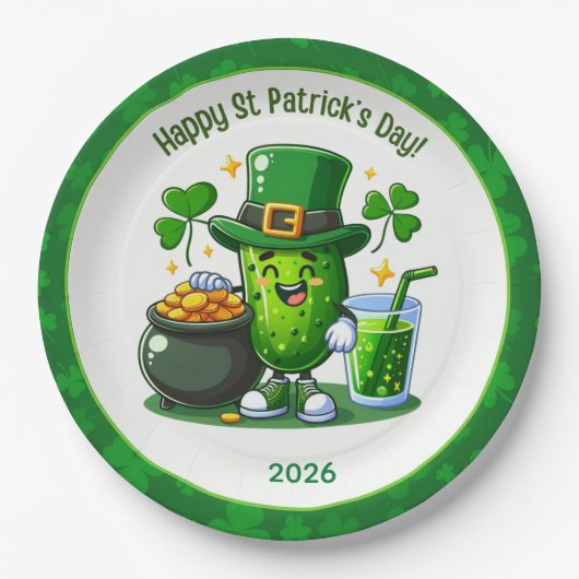 St. Patricks Day Glücks-Gurke Pappteller (Vorderseite)