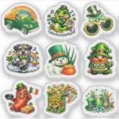 St. Patrick's Day Glücksbringer-Cartoon-Set Aufkleber (Vorderseite)