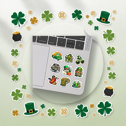 St. Patrick's Day Glücksbringer-Cartoon-Set Aufkleber
