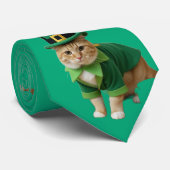 St. Patricks Day Glückskatze Grün  Krawatte (Gerollt)
