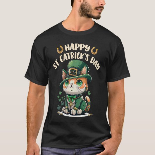 St. Patricks Day Glückskatze St Catricks Day Iris T-Shirt (Vorderseite)