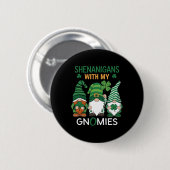St Patricks Day Glücksklee Leopard Gnome Iris Button (Vorne & Hinten)