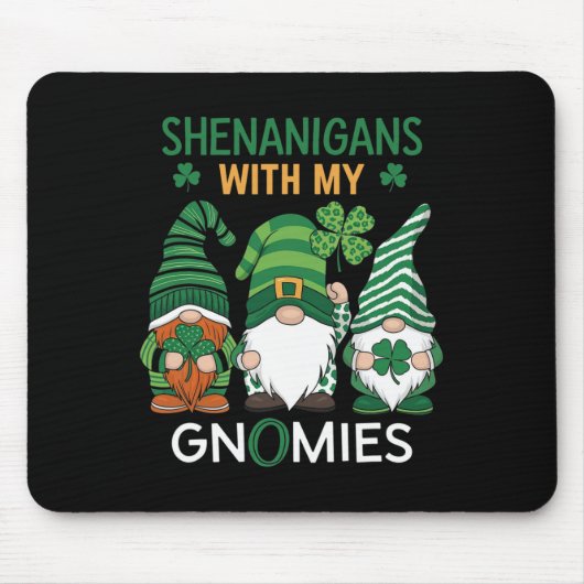 St Patricks Day Glücksklee Leopard Gnome Iris Mousepad (Vorne)