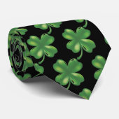 St. Patrick's Day Glücksklee Schwarz Muster Krawatte (Gerollt)