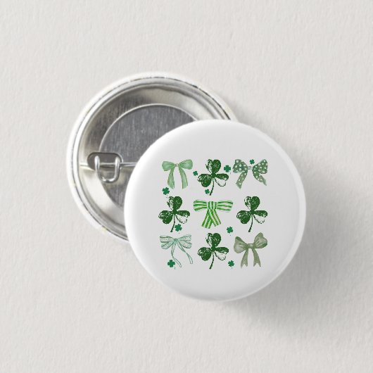 St. Patrick's Day Glücksklee und Bogen Button (Vorne & Hinten)