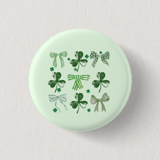 St. Patrick's Day Glücksklee und Schleife Button (Vorderseite)