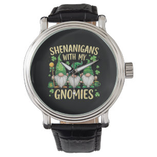 St. Patricks Day Glückskleeblatt Gnom Armbanduhr