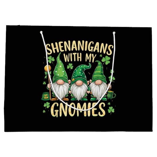 St. Patricks Day Glückskleeblatt Gnom Große Geschenktüte (Rückseite)