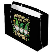 St. Patricks Day Glückskleeblatt Gnom Große Geschenktüte (Rückseite Schrägansicht)