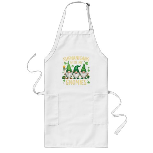 St. Patricks Day Glückskleeblatt Gnom Lange Schürze (Vorne)