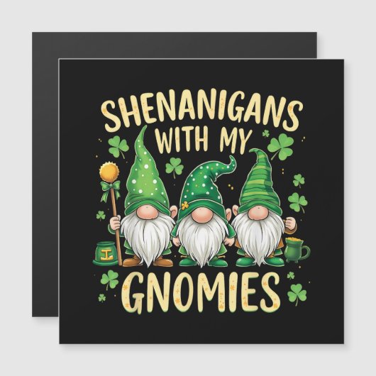 St. Patricks Day Glückskleeblatt-Gnom Magnetkarte (Vorne/Hinten)