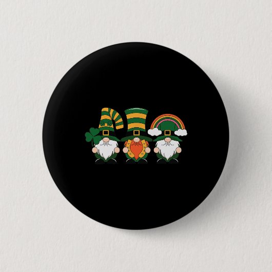 St Patricks Day Glückskleeblatt Irische Gnome Iris Button (Vorderseite)