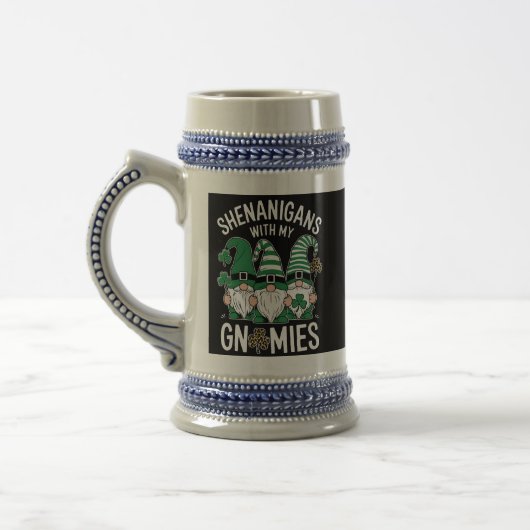 St Patricks Day Glückskleeblatt Leopard Gnome Bierglas (Links)