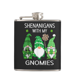 St Patricks Day Glückskleeblatt Leopard Gnome  Flachmann