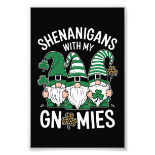 St Patricks Day Glückskleeblatt Leopard Gnome  Fotodruck