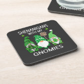 St Patricks Day Glückskleeblatt Leopard Gnome Getränkeuntersetzer (Linke Seite)