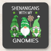 St Patricks Day Glückskleeblatt Leopard Gnome Getränkeuntersetzer (Vorderseite)