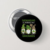 St Patricks Day Glückskleeblatt Leopard Gnome Iris Button (Vorne & Hinten)