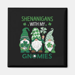 St Patricks Day Glückskleeblatt Leopard Gnome Iris Magnet