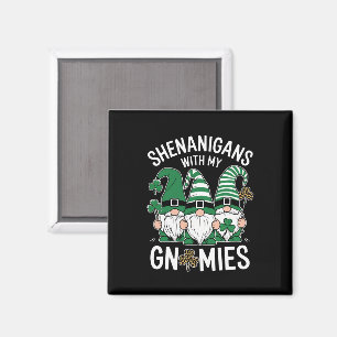 St Patricks Day Glückskleeblatt Leopard Gnome  Magnet