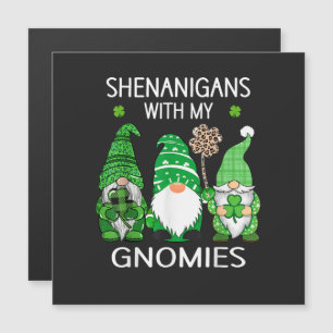 St Patricks Day Glückskleeblatt Leopard Gnome  Magnetkarte