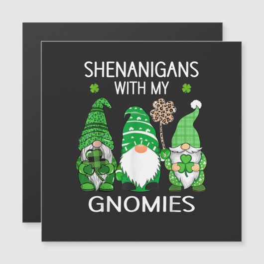 St Patricks Day Glückskleeblatt Leopard Gnome Magnetkarte (Vorne/Hinten)