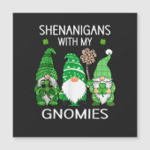 St Patricks Day Glückskleeblatt Leopard Gnome Magnetkarte (Vorderseite)