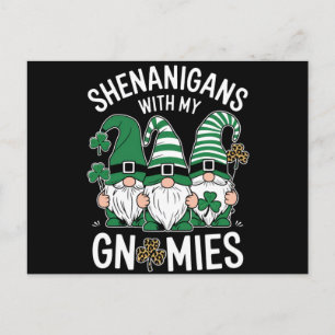 St Patricks Day Glückskleeblatt Leopard Gnome  Postkarte