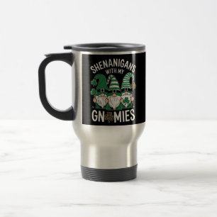 St Patricks Day Glückskleeblatt Leopard Gnome Reisebecher