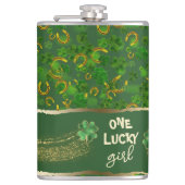 St Patricks Day Glücksmädchen Grün & Gold Kleeblat Flachmann (Vorderseite)