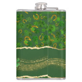 St Patricks Day Glücksmädchen Grün & Gold Kleeblat Flachmann (Rückseite)