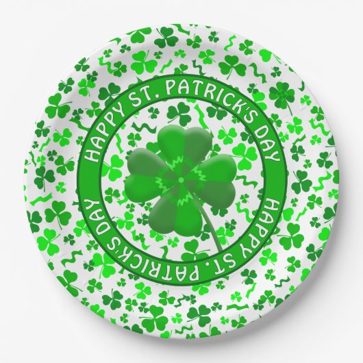 St. Patricks Day Glücksschleifen Personalisiert Pappteller (Vorderseite)