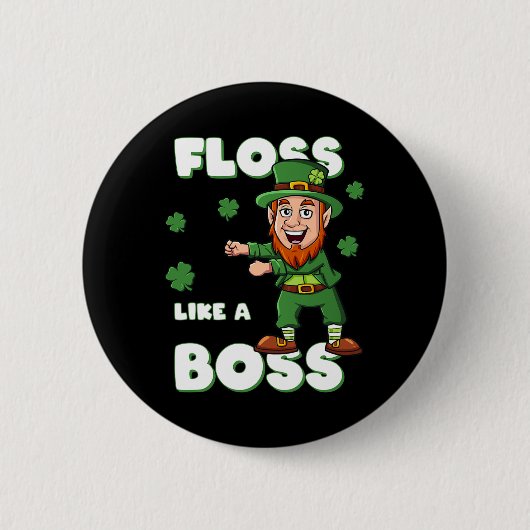 St Patricks Day glüht wie Boss Leprechaun Boys Button (Vorderseite)