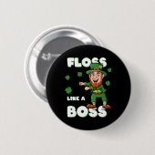 St Patricks Day glüht wie Boss Leprechaun Boys Button (Vorne & Hinten)