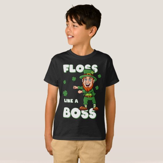 St Patricks Day glüht wie Boss Leprechaun Boys T-Shirt (Vorne ganz)