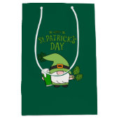 St. Patrick's Day Gnom-Grün-Geschenktasche Mittlere Geschenktüte (Vorderseite)