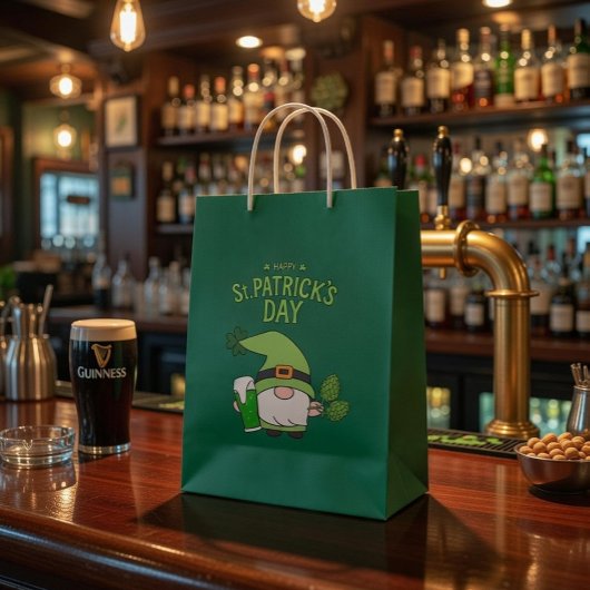 St. Patrick's Day Gnom-Grün-Geschenktasche Mittlere Geschenktüte