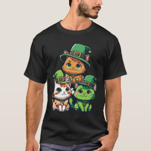 St Patricks Day Gnom Katzen und Leprechaun Katze T-Shirt