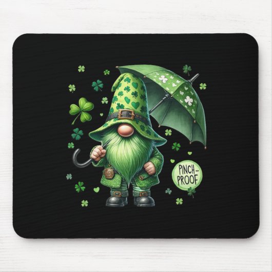 St. Patricks Day Gnom mit grünem Bart Lustiger Pin Mousepad (Vorne)