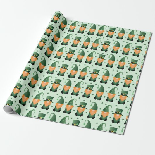 St. Patricks Day Gnom-Muster Geschenkpapier (Ungerollt)