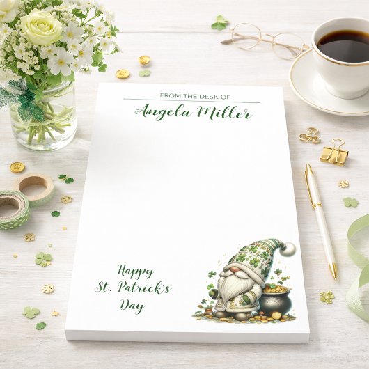 St. Patrick's Day-Gnom-Notizzettel Post-it Klebezettel