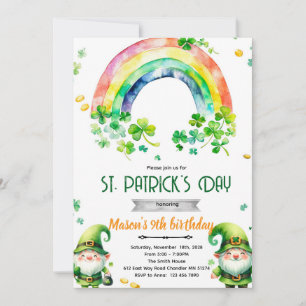 St. Patricks Day Gnom-Themenparty-Einladung Einladung