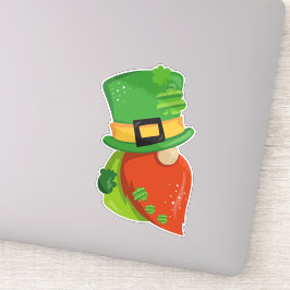 St. Patrick's Day Gnome, Leprechaun Hat, Clovers Aufkleber