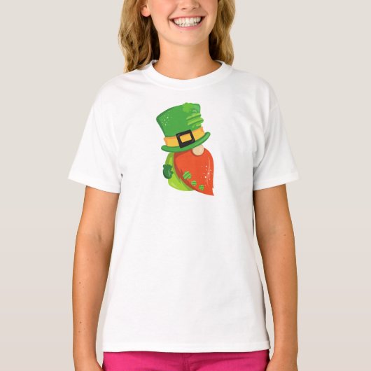 St. Patrick's Day Gnome, Leprechaun Hat, Clovers T-Shirt (Vorderseite)